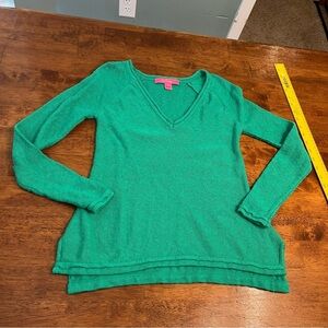 Lilly Pulitzer green v neck sweater blouse size XXS check measurements altered